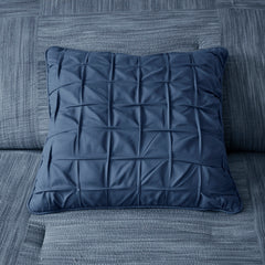 7 Piece Printed Seersucker Comforter Set Navy Cal King