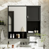 29'' x 28'' Modern Wall Mounted Bathroom Medicine Cabinet, Bathroom Wall Storage Cabinet with Mirror, Over the Toilet Space Saver Cabinet with Towels Bar