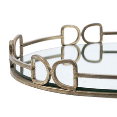 D18x2" Valentina Silver Round Mirror Tray,Large