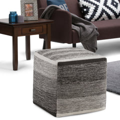 Naya - Cube Pouf - Patterned Grey Melange