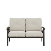 48" All-Weather Metal Loveseat 2 Seats Couch Sofa with Beige Cushions & Khaki Frame