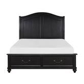 Charcoal Brown Finish Traditional Bedroom Furniture 1pc Queen Platform Bed with Storage Drawers Classic Design