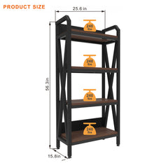 56.30'' Bakers Rack 4-Level Storage Shelves Mental and Wooden Kitchen Shelves, Kitchen Organizers and Storage, for Garage, Pantry, Bathroom ,25.60'' Length
