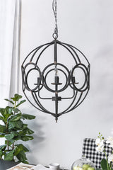 4 - Light Metal Chandelier, Hanging Light Fixture with Adjustable Chain for Kitchen Dining Room Foyer Entryway, Bulb Not Included