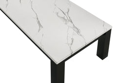 White Black 3-Piece Living Room Table Set Faux Marble Table Top Cocktail Table and Two Matching End Tables Wooden Furniture