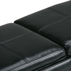 Avalon 42 inch Wide Storage Ottoman in Midnight Black Vegan Leather