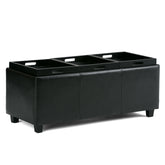 Avalon 42 inch Wide Storage Ottoman in Midnight Black Vegan Leather