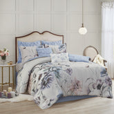 8 Piece Cotton Printed Comforter Set Blue King