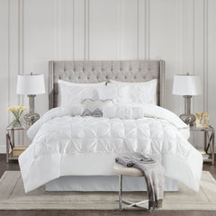 7 Piece Tufted Comforter Set White King