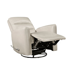 Glider Reclining Chair Swivel Motion Beige Breathable Faux Leather Upholstery Luxury Living Room Furniture, Movie Chair