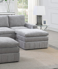 Contemporary 5pc Set Modular Sectional Set 2x One Arm Chair / Wedge 1x Armless Chair 2x Ottoman Granite Color Morgan Fabric Plush Living Room Furniture
