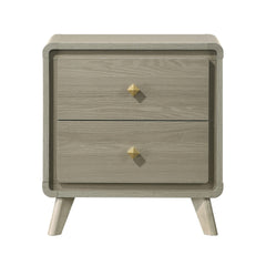 Contemporary Style Nightstand Tapered Legs English Dovetail Drawer Metal Glides Gray Finish Bedroom Furniture