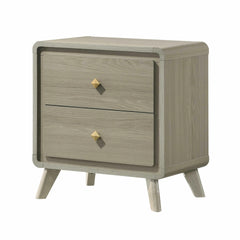 Contemporary Style Nightstand Tapered Legs English Dovetail Drawer Metal Glides Gray Finish Bedroom Furniture