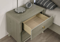 Contemporary Style Nightstand Tapered Legs English Dovetail Drawer Metal Glides Gray Finish Bedroom Furniture