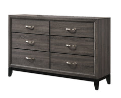 1pc Contemporary 6-Drawer Dresser Gray Finish Wooden Bedroom Furniture
