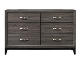 1pc Contemporary 6-Drawer Dresser Gray Finish Wooden Bedroom Furniture