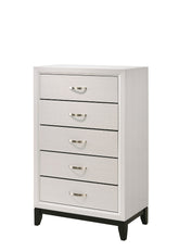 1pc Contemporary 5-Drawer Tall Chest White Finish Wooden Bedroom Furniture