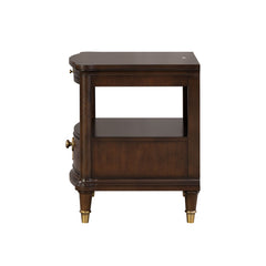 Modern Style 1pc End Table Gold Legs And Round Knobs Pull Out Tray Dark Cherry Finish Primary Living Room