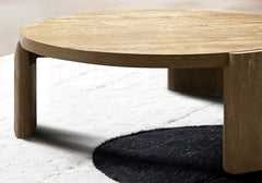 Modern Contemporary Style 1pc Round Coffee Table Panel Base Rubberwood Oak Finish