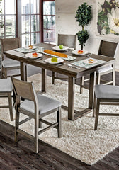 Contemporary Gray 1pc Counter Height Dining Table Solid wood Center Support Beam Table Dining Room Furniture