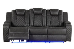 BENZ LED & Power Reclining Sofa Made With Faux Leather in Black same as G150109053 (B is NJ inventory)