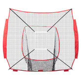 7x7 ft Baseball Softball Practice Net, Portable Baseball Training Net for Hitting Batting Catching Pitching, Backstop Baseball Equipment Training Aids with Strike Zone