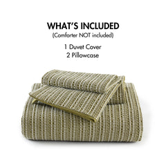 3PCS Full/Queen Waffle Washed Duvet Set