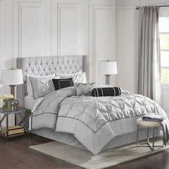 7 Piece Tufted Comforter Set Grey King
