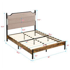 Queen Bed Frame , Upholstered headboard with Charging and Touch sensitive LED Lights, Under Bed Storage, No Box Spring Needed,Noise Free