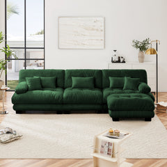 Luxury Modular Sectional Sofa Couch,Oversized L Shaped Cloud Couch for Living Room,Deep Seat Sofa Couch with Convertible Ottoman,Chenille Green