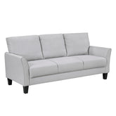 Modern Contemporary Upholstered Sofa Gray Plush Seat Comfort Durable Solid Wood Living Room Furniture 3-Seater Couch 1pc