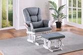 Luxurious Upholstered Glider Chair w Ottoman Dark Gray Microfiber Gliding Motion Chair Plush Cushion Seat Wooden Base
