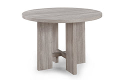 5pc Dining Set Round Table Upholstered Chairs Wooden Dining Room Furniture Beige Drift wood Finish