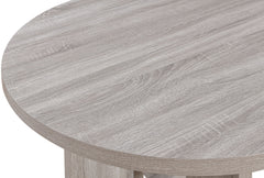 5pc Dining Set Round Table Upholstered Chairs Wooden Dining Room Furniture Beige Drift wood Finish