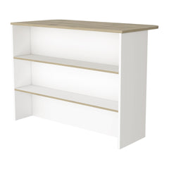 White and Light Pine 3-Tier Shelf Kitchen Island