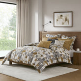 9 PCS King Jacquard Oversized Duvet Style Comforter Set Gold
