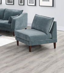 6pcs Modular Sofa Set 4x One Arm Chairs 1x Armless Chair 1x Ottoman Living Room Furniture Mineral Color Morgan Fabric