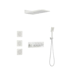 Wall Mounted Waterfall Rain Shower System With 3 Body Sprays & Handheld Shower