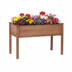 48x24x30 inch Raised Garden Bed with Legs, Elevated Wooden Planter Box for Outdoor Plants Flowers Fruits Vegetable Herb Growing