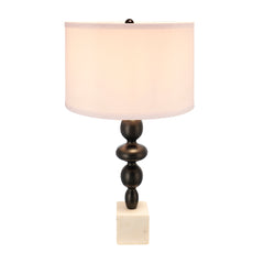 D15x29.5" Black and White Table Lamp with Round Four Tiered Body (Lamp Shade Assembly Required)