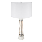 D15x30.2" White and Bronze Marble Table Lamp with Glass Cylinder (Lamp Shade Assembly Required)