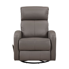 1pc Glider Recliner Chair with Swivel Motion Mocha Leather Upholstery Luxury Comfort Solid Wood Living Room Furniture