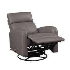 1pc Glider Recliner Chair with Swivel Motion Mocha Leather Upholstery Luxury Comfort Solid Wood Living Room Furniture