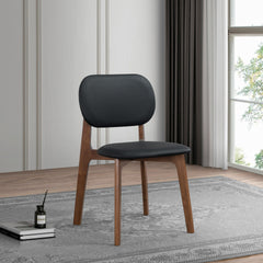 Kelsey Black Leather Dining Chair (Set Of 2) 18.1"W x 21.1"D x 31.7"H