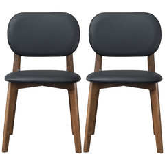 Kelsey Black Leather Dining Chair (Set Of 2) 18.1"W x 21.1"D x 31.7"H