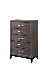 1pc Contemporary 5-Drawer Tall Chest Gray Finish Wooden Bedroom Furniture