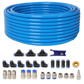 1/2 Inch OD×60 Feet PU Air Tube Kit,Garage Air Compressor Accessories Kit,Industrial Type Quick Connect Coupler and Plug,Blue Tubing