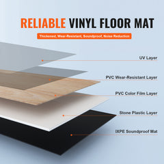 Interlocking Vinyl Floor Tiles 48 x 7.3 inch, 10 Tiles 5.5mm Thick Snap Together, Natural Wood Grain DIY Flooring for Kitchen, Dining Room, Bedrooms & Bathrooms, Easy for Home Decor