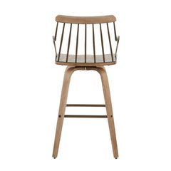 Preston Farmhouse Counter Stool in White Washed Wood and Antique Copper Metal by LumiSource