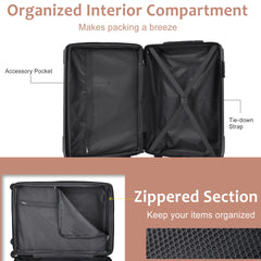 Luggage Sets 3 Piece, Expandable Hard shell ABS Suitcases with Double Spinner, Travel luggage Set with TSA Lock (20/24/28inch, White Brown)